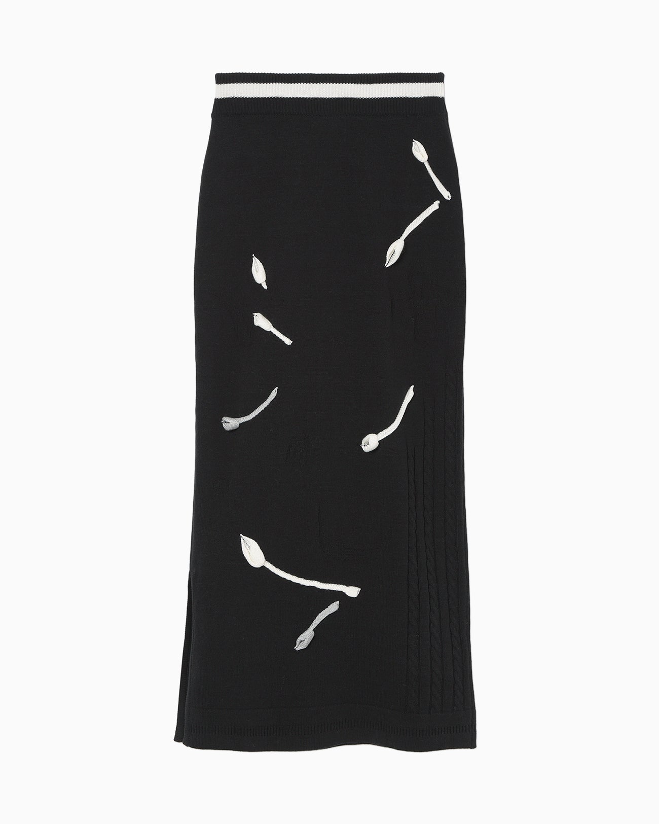 3D Floral Motif Knit Skirt - black - Mame Kurogouchi