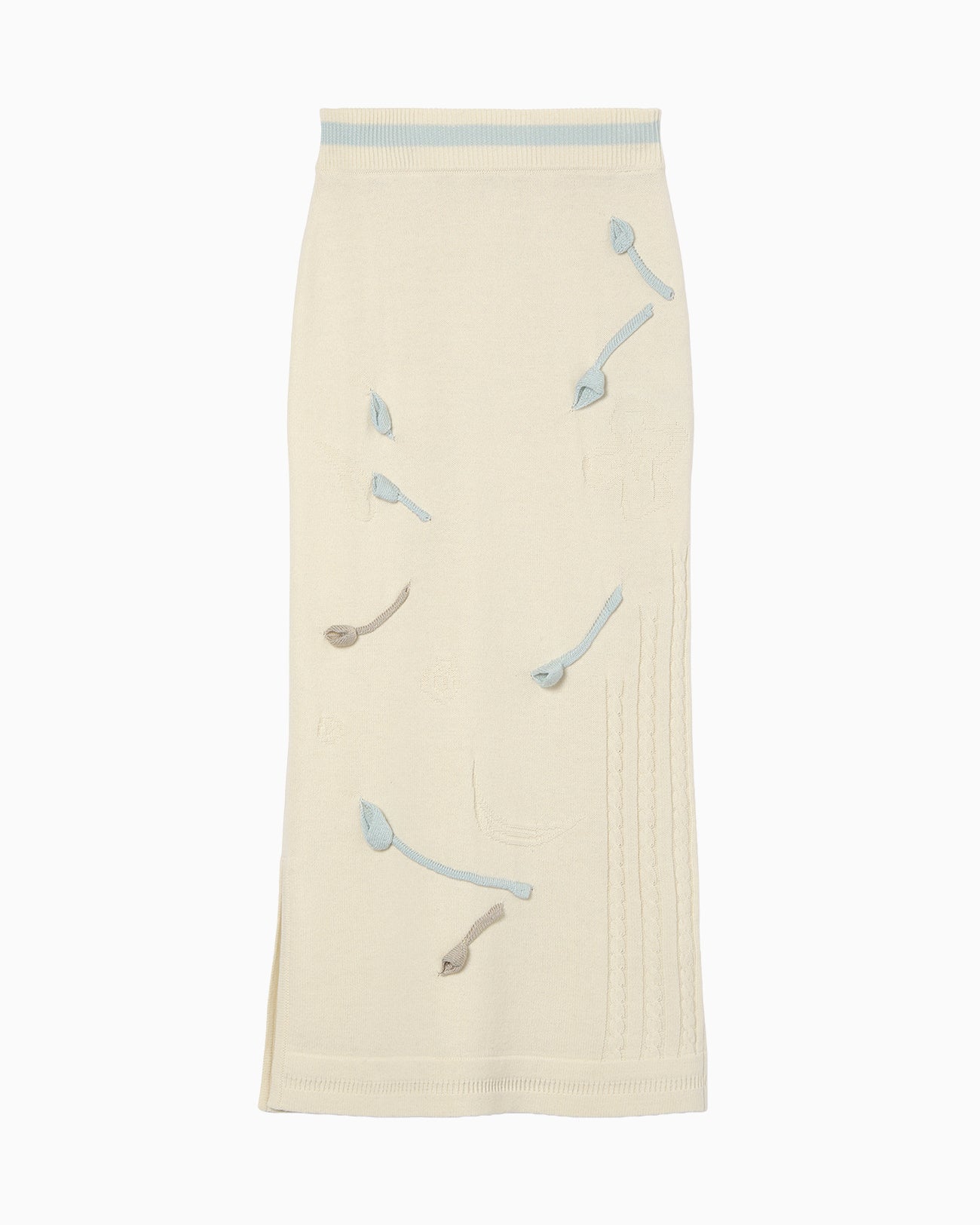 3D Floral Motif Knit Skirt - ecru - Mame Kurogouchi