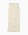 3D Floral Motif Knit Skirt - ecru