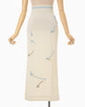 3D Floral Motif Knit Skirt - ecru