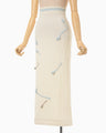 3D Floral Motif Knit Skirt - ecru