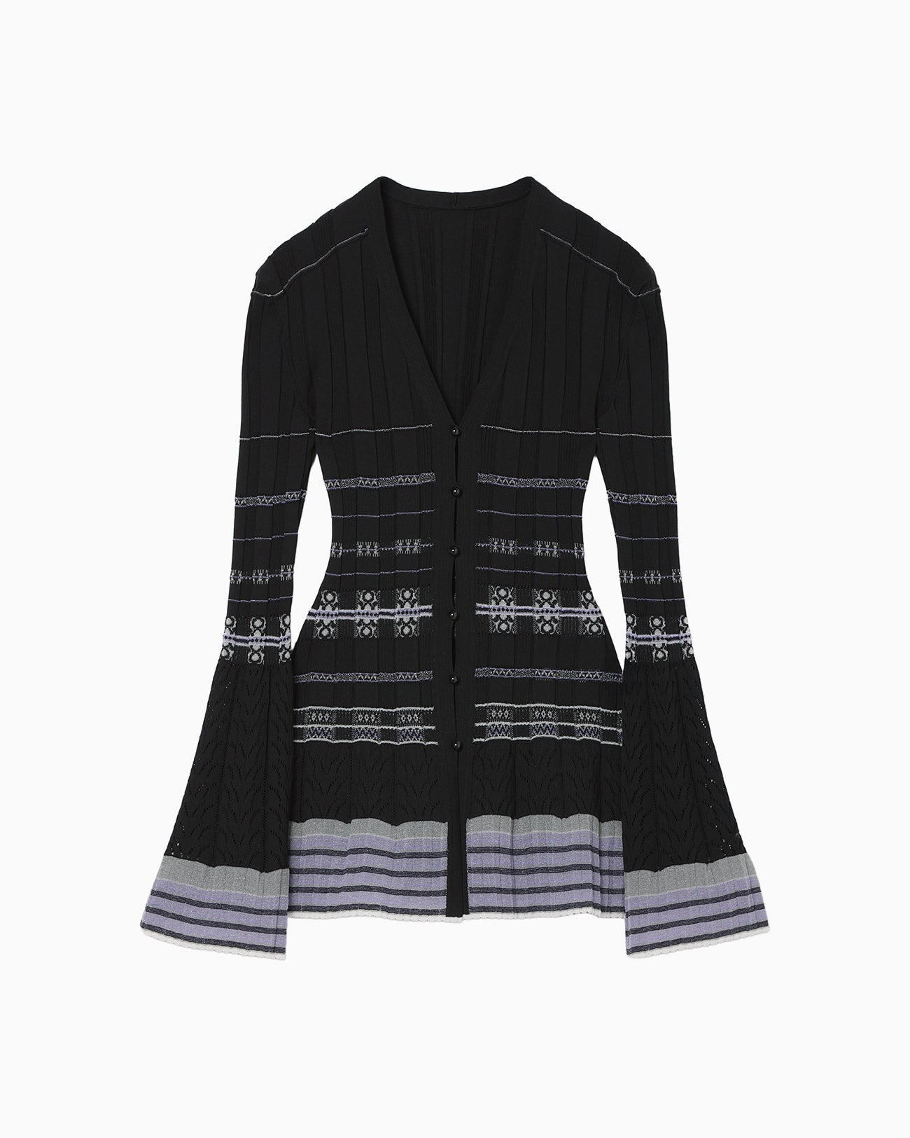 Lamp Shaped Knit Cardigan - black - Mame Kurogouchi