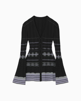 Lamp Shaped Knit Cardigan - black