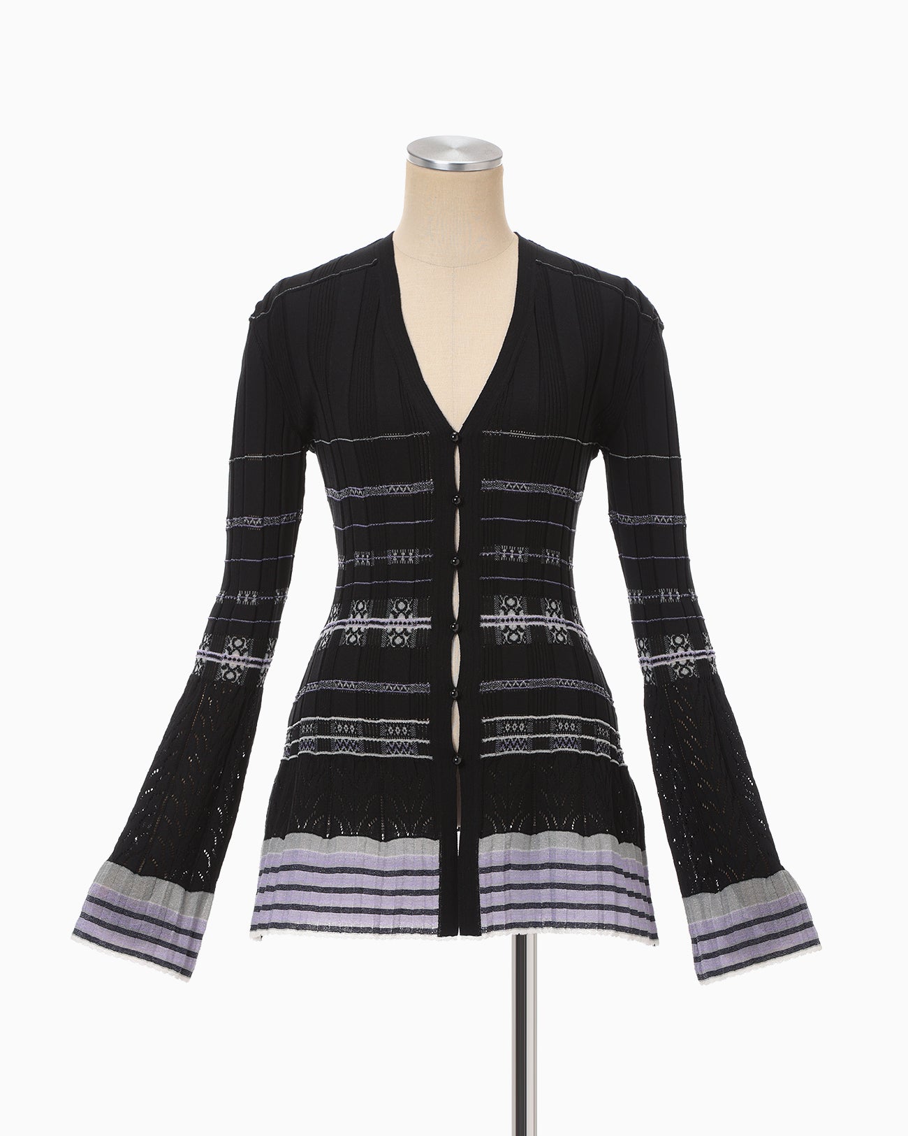 Lamp Shaped Knit Cardigan - black - Mame Kurogouchi
