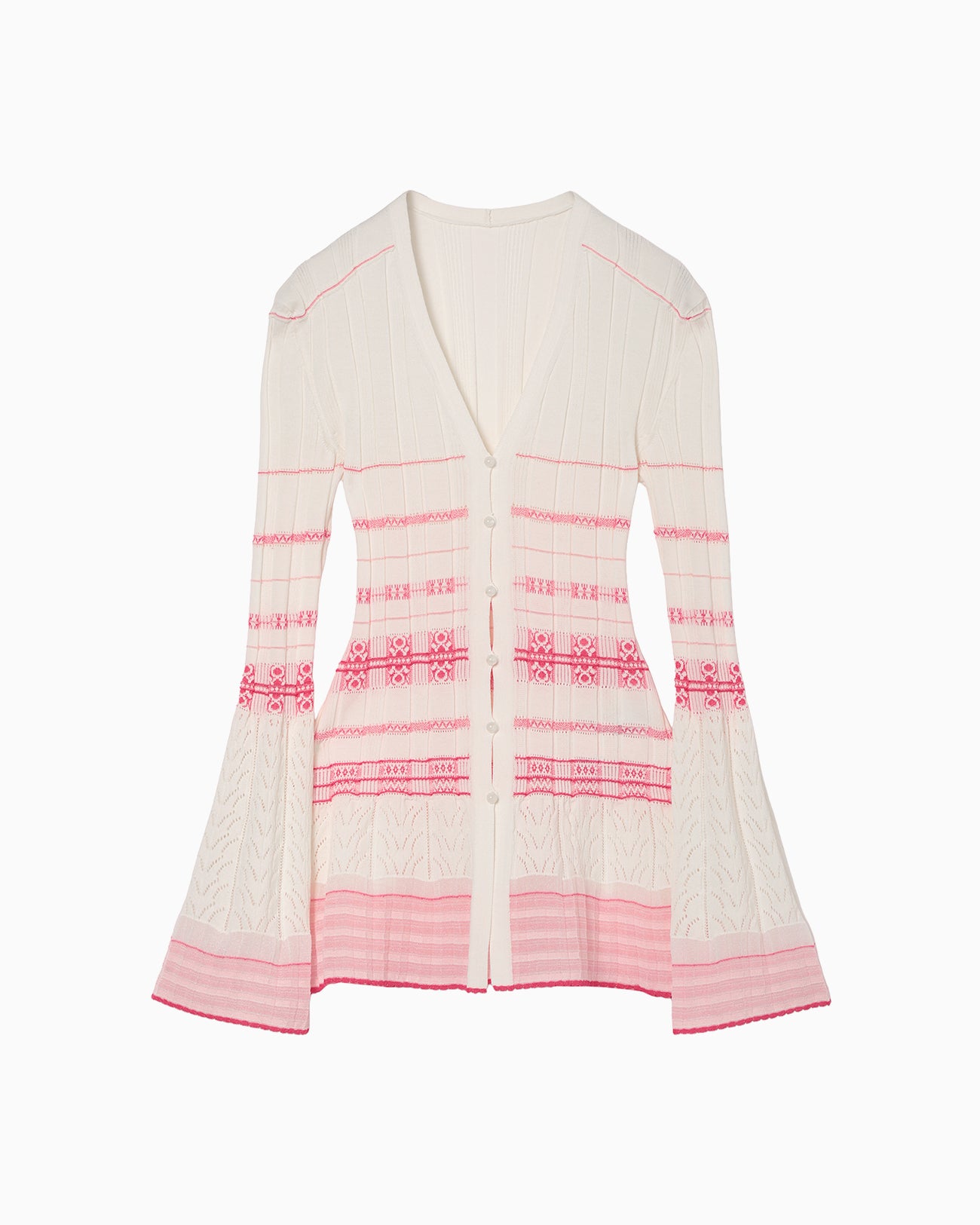 Lamp Shaped Knit Cardigan - white - Mame Kurogouchi