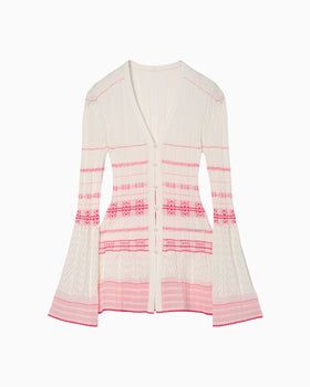 Lamp Shaped Knit Cardigan - white