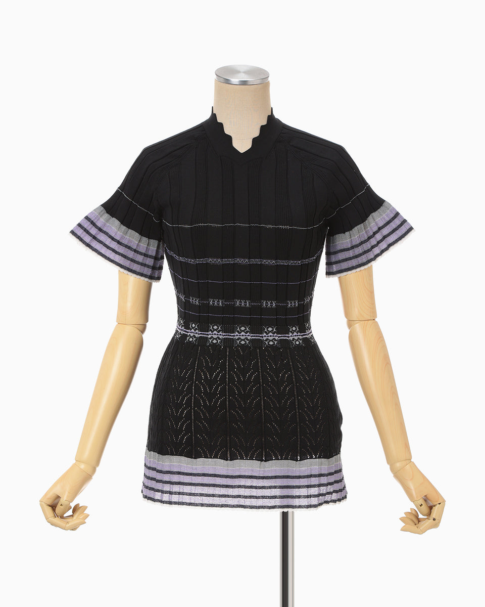 Lamp Shaped Knit Top - black - Mame Kurogouchi