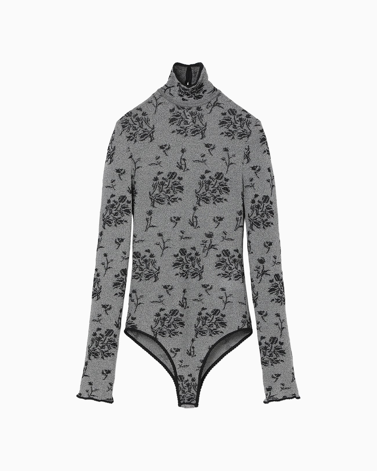 Floral Jacquard Knit Bodysuit - black - Mame Kurogouchi