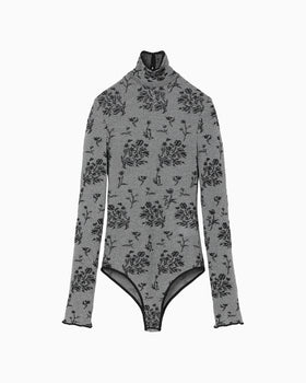 Floral Jacquard Knit Bodysuit - black
