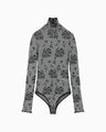 Floral Jacquard Knit Bodysuit - black