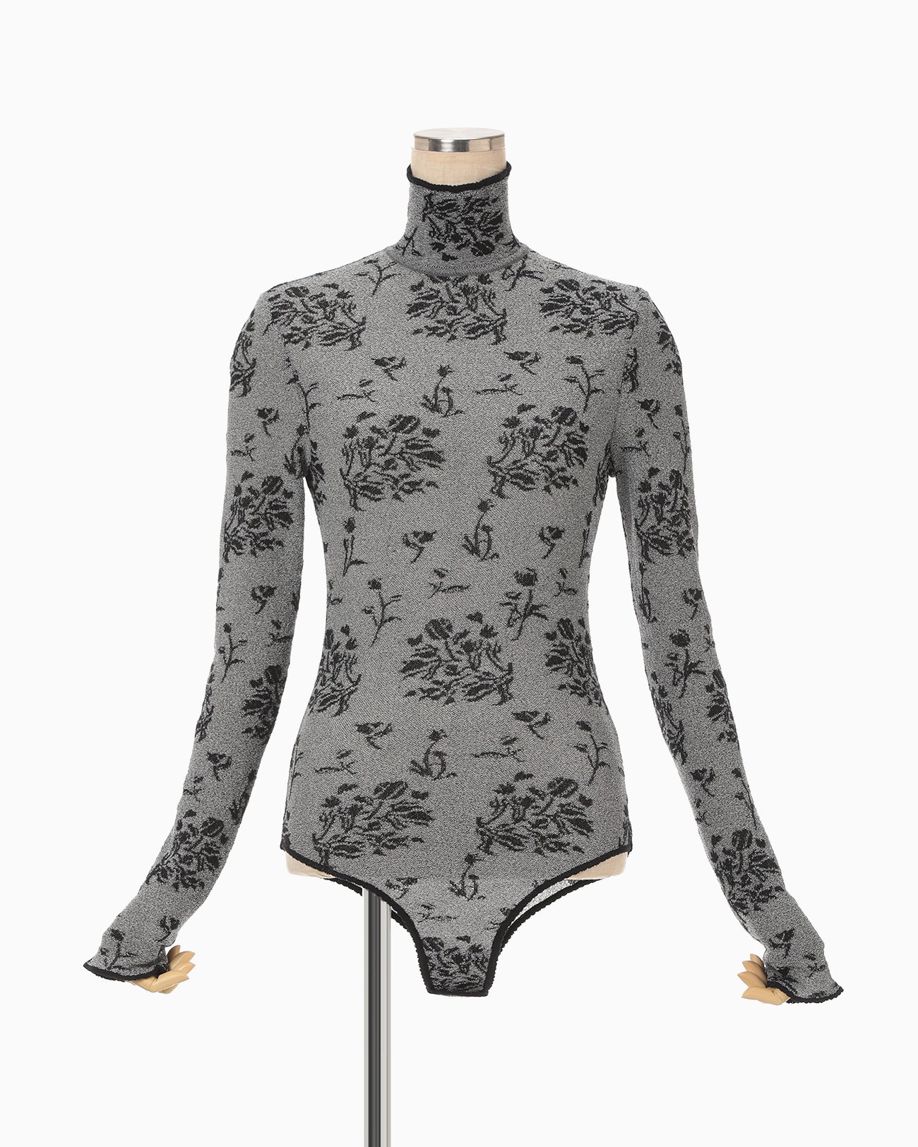 Floral Jacquard Knit Bodysuit - black - Mame Kurogouchi