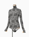 Floral Jacquard Knit Bodysuit - black