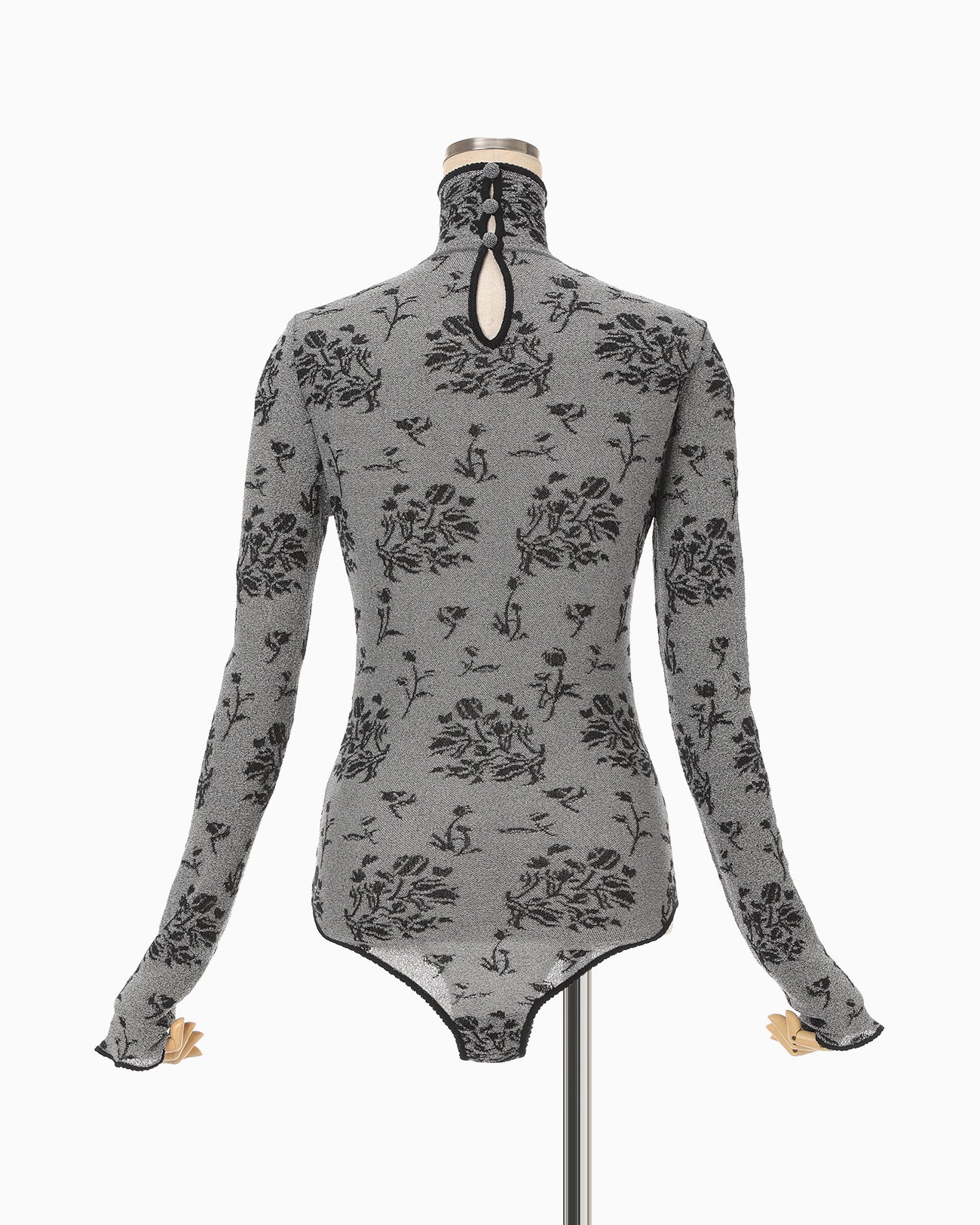 Floral Jacquard Knit Bodysuit - black - Mame Kurogouchi