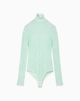 Floral Jacquard Knit Bodysuit - light green