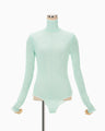 Floral Jacquard Knit Bodysuit - light green