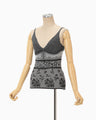 Floral Jacquard Knit Camisole Top - black