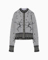 Layered Jacquard Knit Cardigan - black