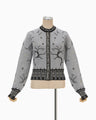 Layered Jacquard Knit Cardigan - black
