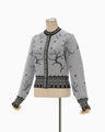 Layered Jacquard Knit Cardigan - black