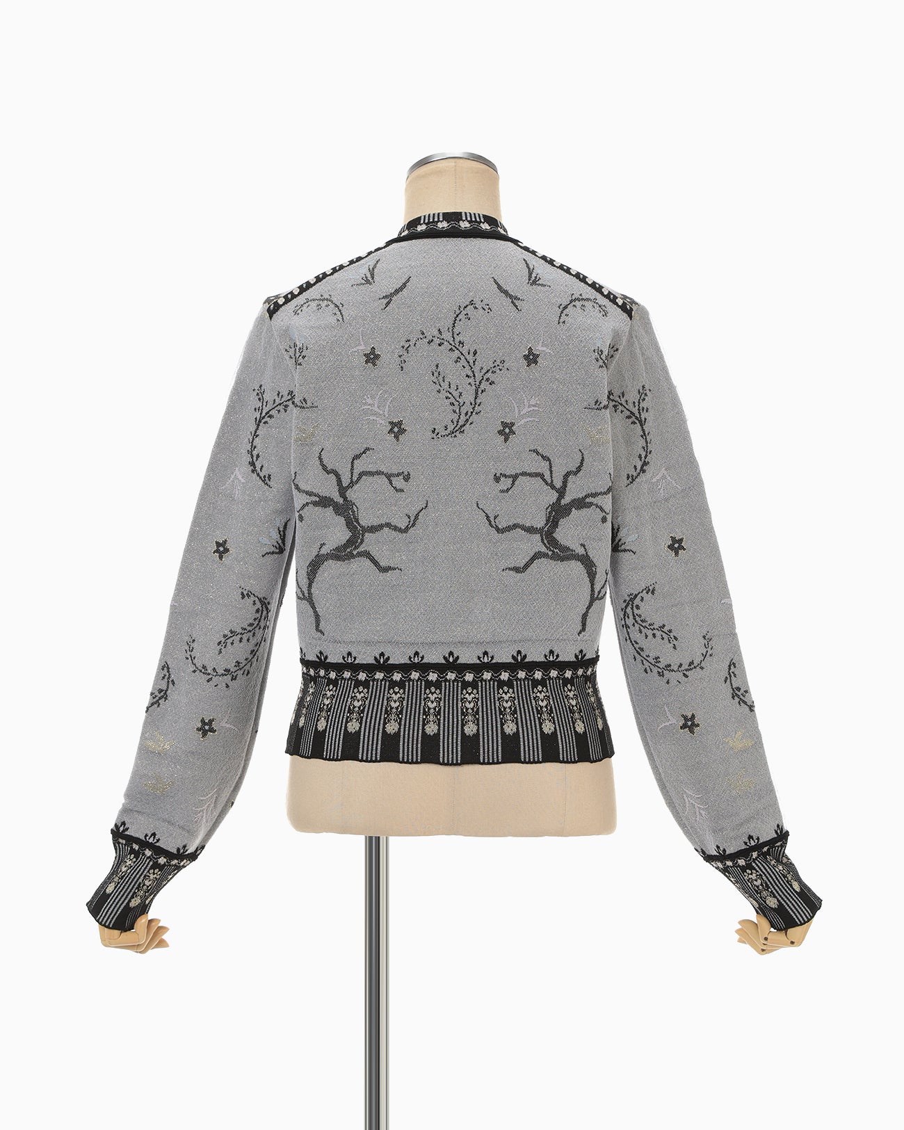 Layered Jacquard Knit Cardigan - black - Mame Kurogouchi