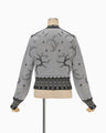 Layered Jacquard Knit Cardigan - black