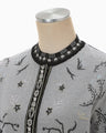 Layered Jacquard Knit Cardigan - black