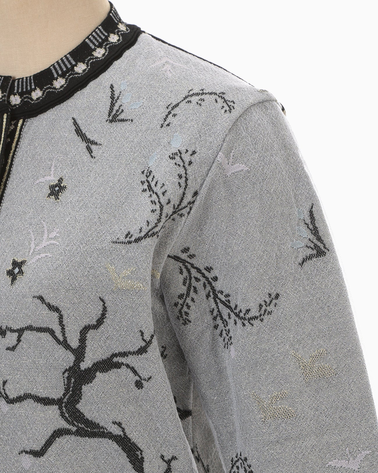 Layered Jacquard Knit Cardigan - black - Mame Kurogouchi