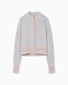 Layered Jacquard Knit Cardigan - pink