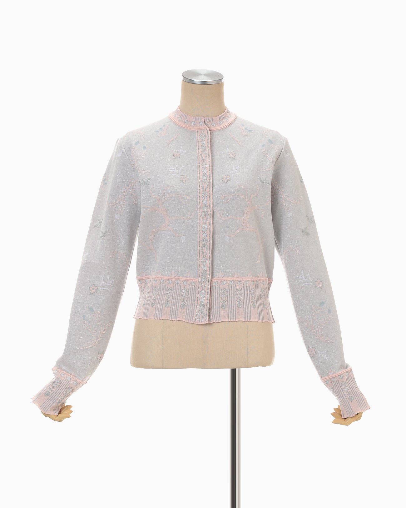 カーディガン mame Layered Jacquard Knit Cardigan Layered Jacquard Knit Cardigan - pink - Mame Kurogouchi