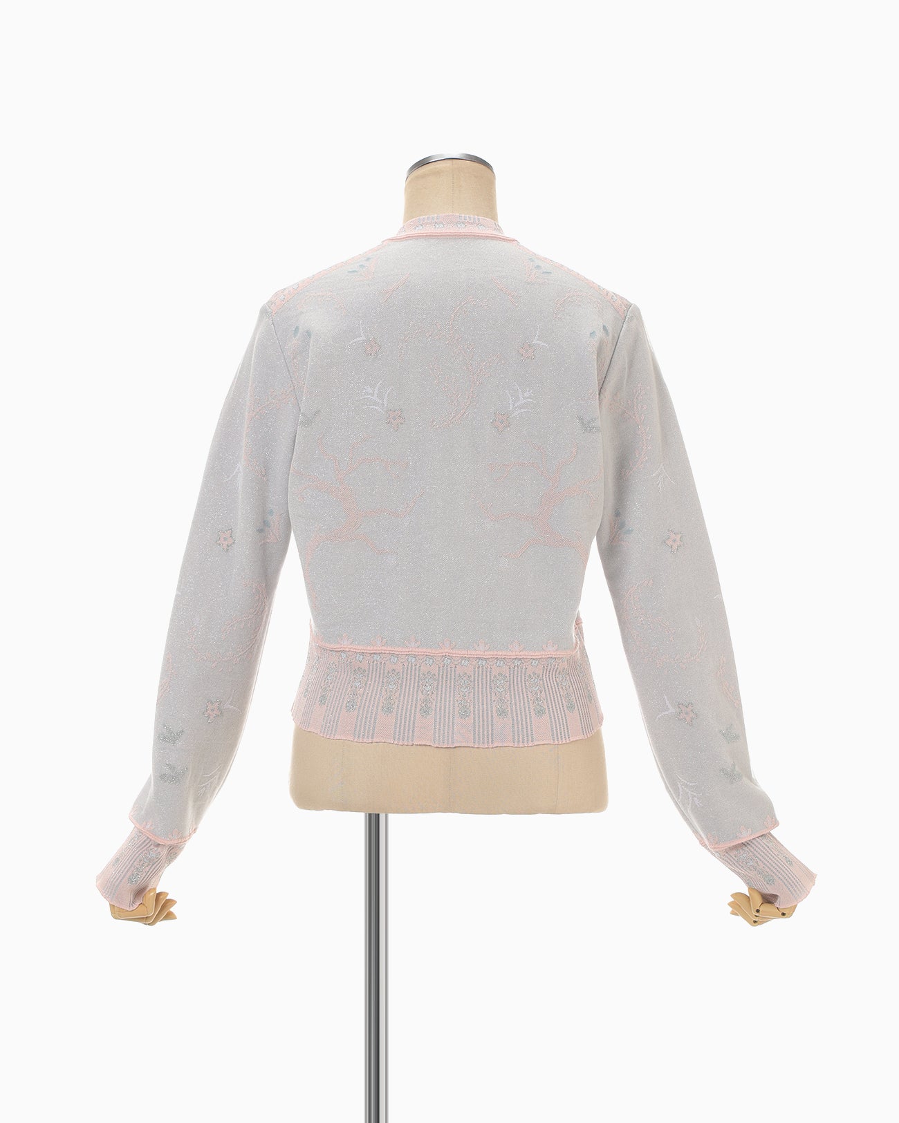 Layered Jacquard Knit Cardigan - pink - Mame Kurogouchi