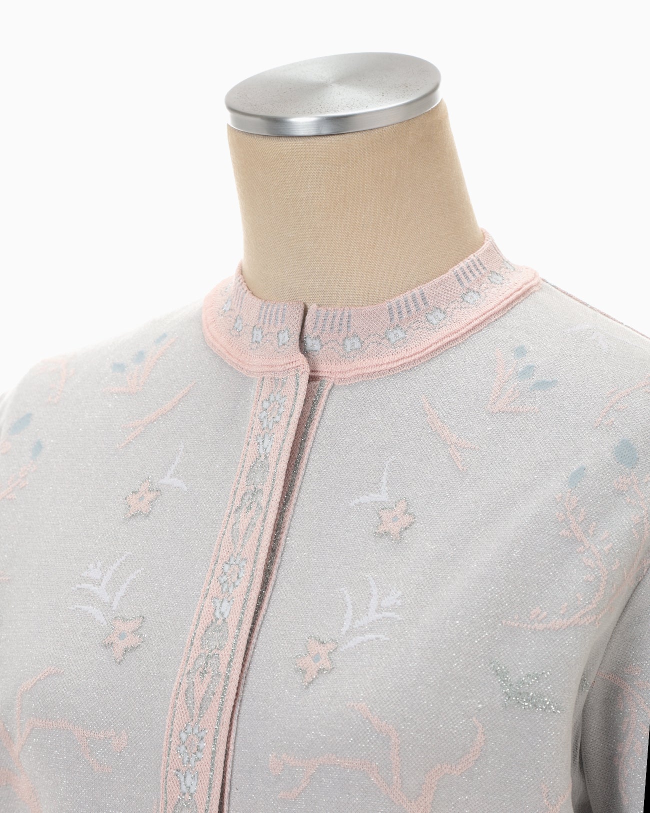 Layered Jacquard Knit Cardigan - pink - Mame Kurogouchi