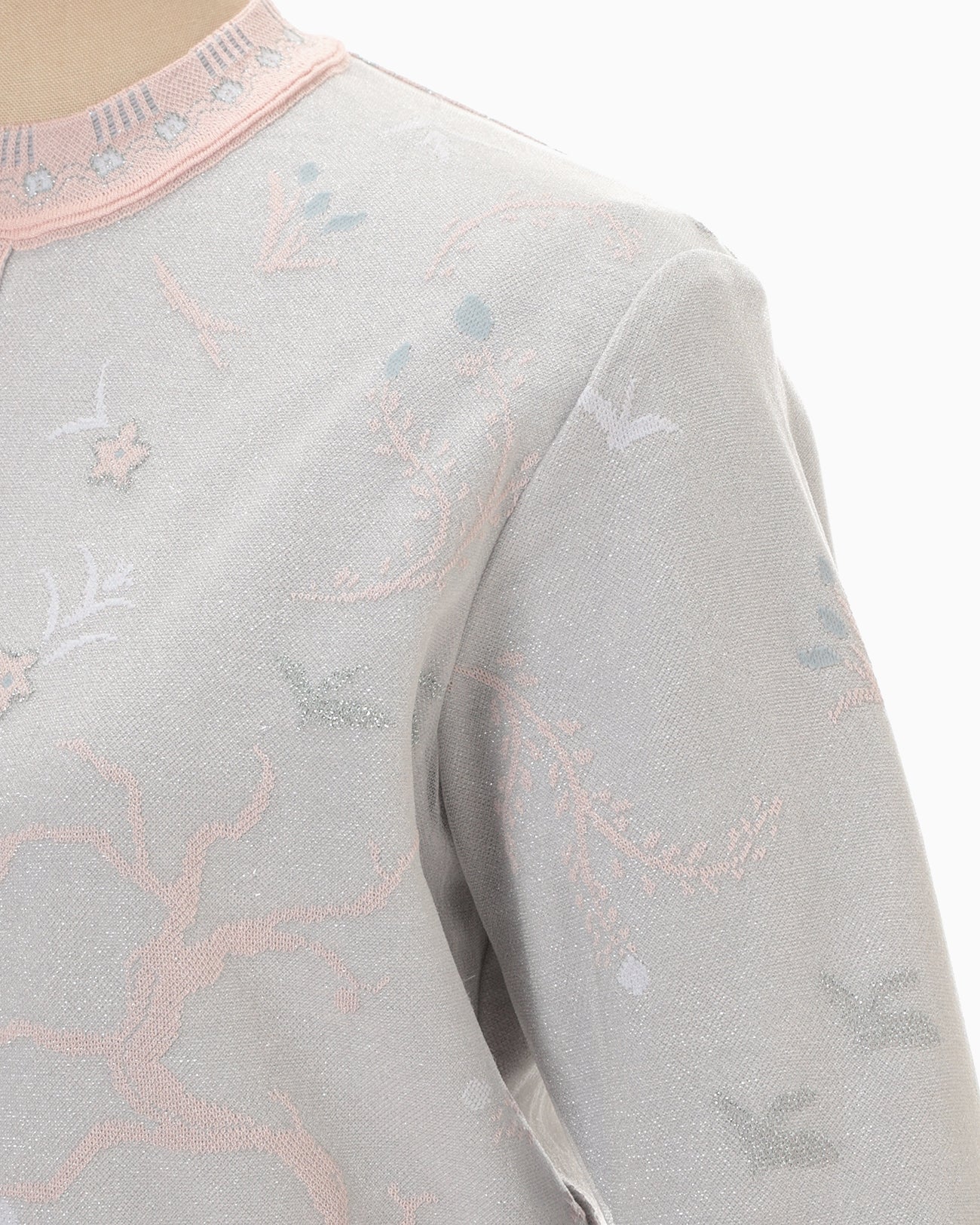 Layered Jacquard Knit Cardigan - pink - Mame Kurogouchi