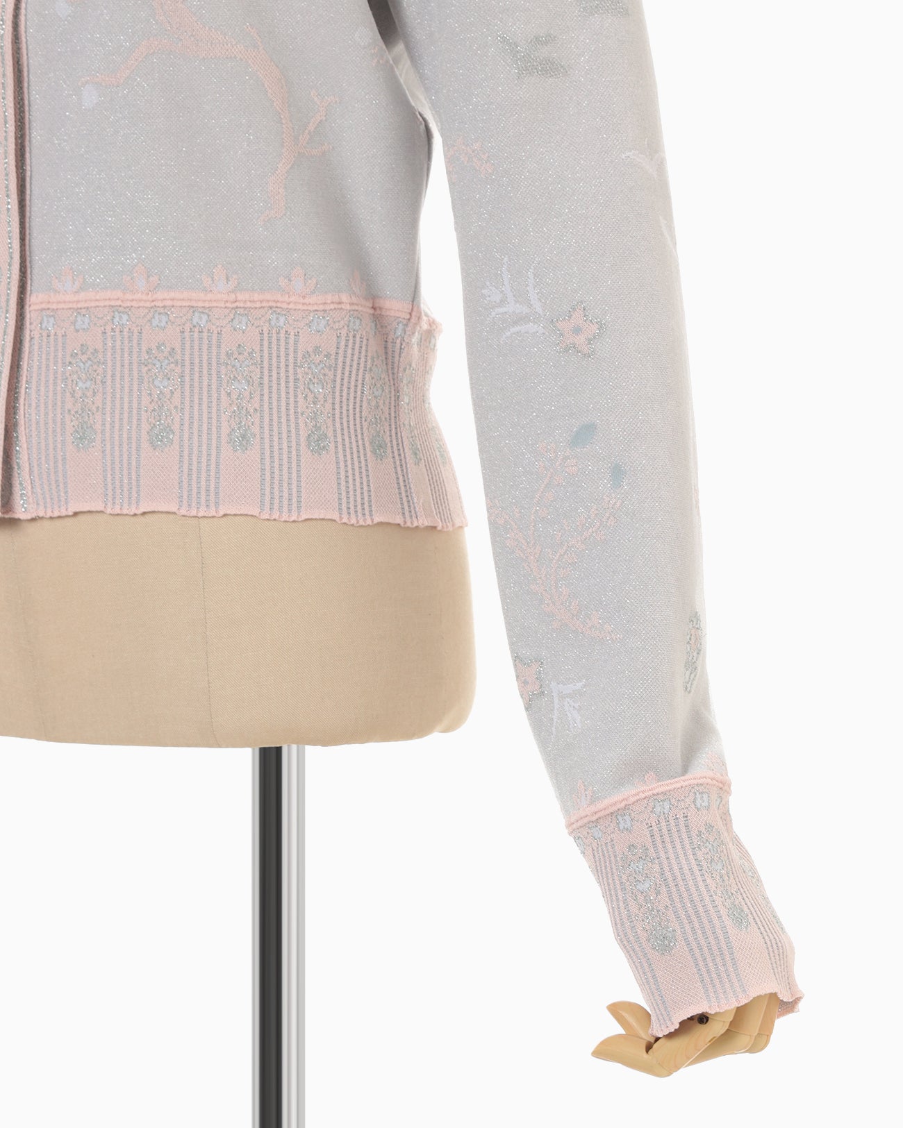 Layered Jacquard Knit Cardigan - pink - Mame Kurogouchi