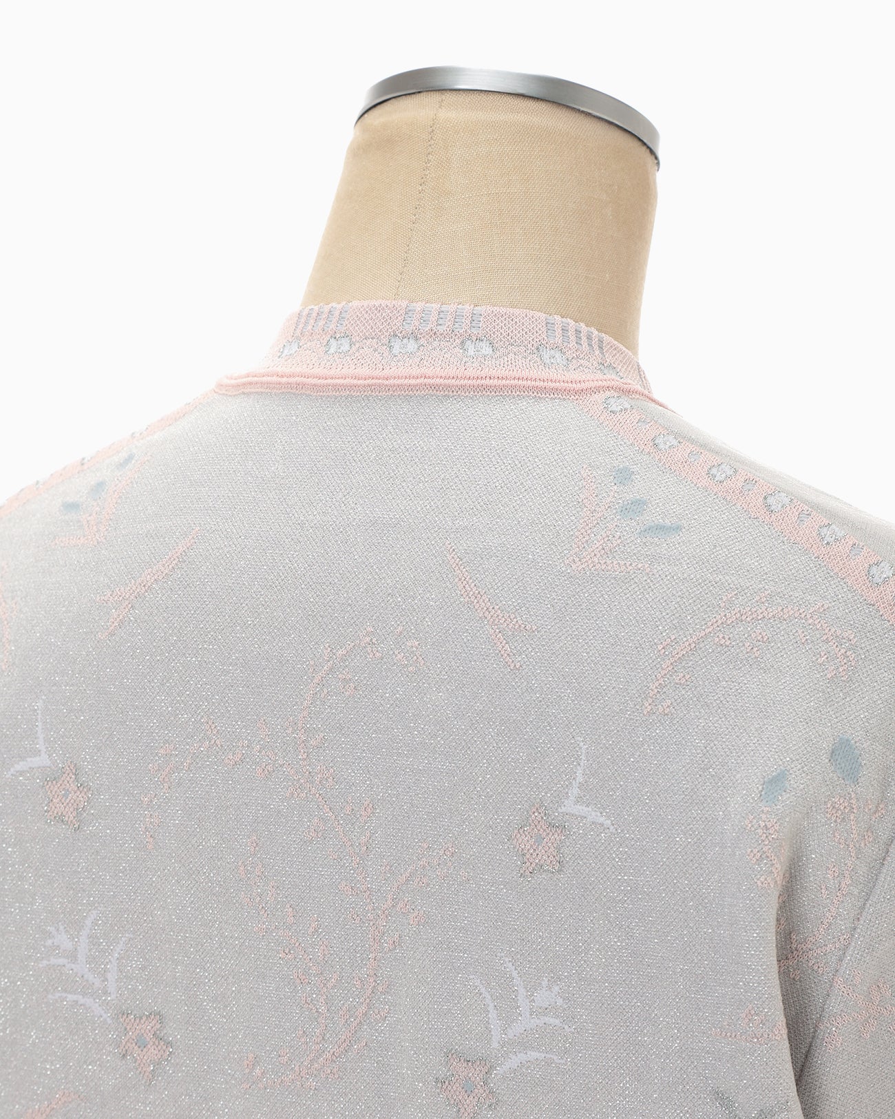 Layered Jacquard Knit Cardigan - pink - Mame Kurogouchi