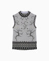 Layered Jacquard Sleeveless Knit Top - black