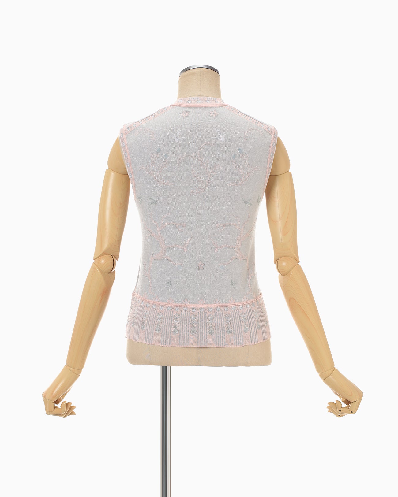 Layered Jacquard Sleeveless Knit Top - pink - Mame Kurogouchi