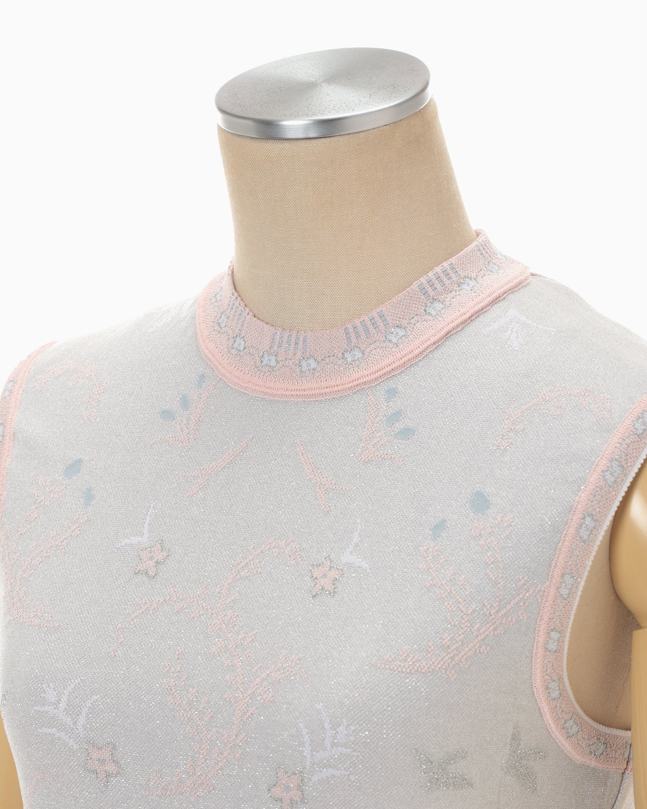 Layered Jacquard Sleeveless Knit Top - pink - Mame Kurogouchi