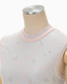 Layered Jacquard Sleeveless Knit Top - pink
