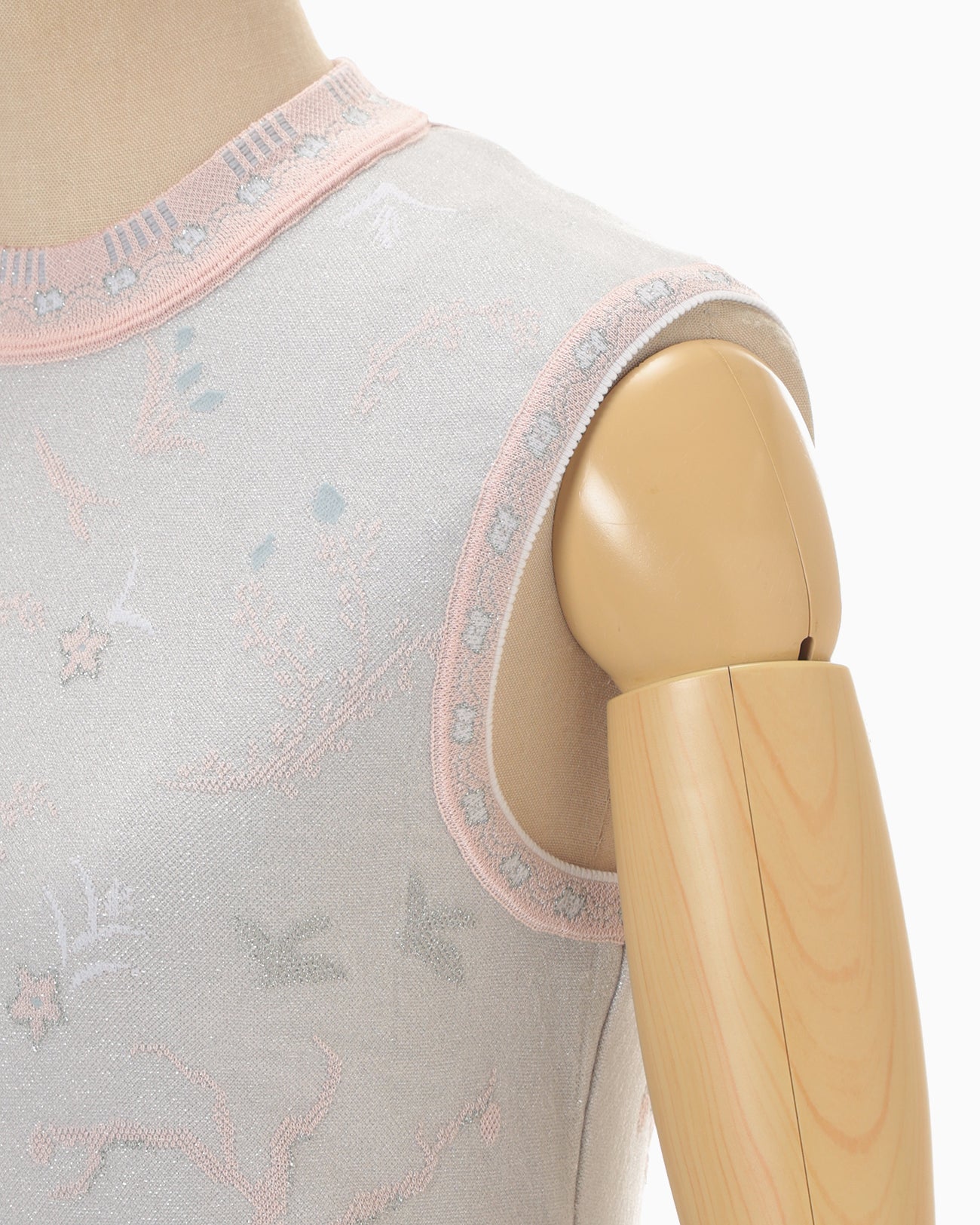 Layered Jacquard Sleeveless Knit Top - pink - Mame Kurogouchi