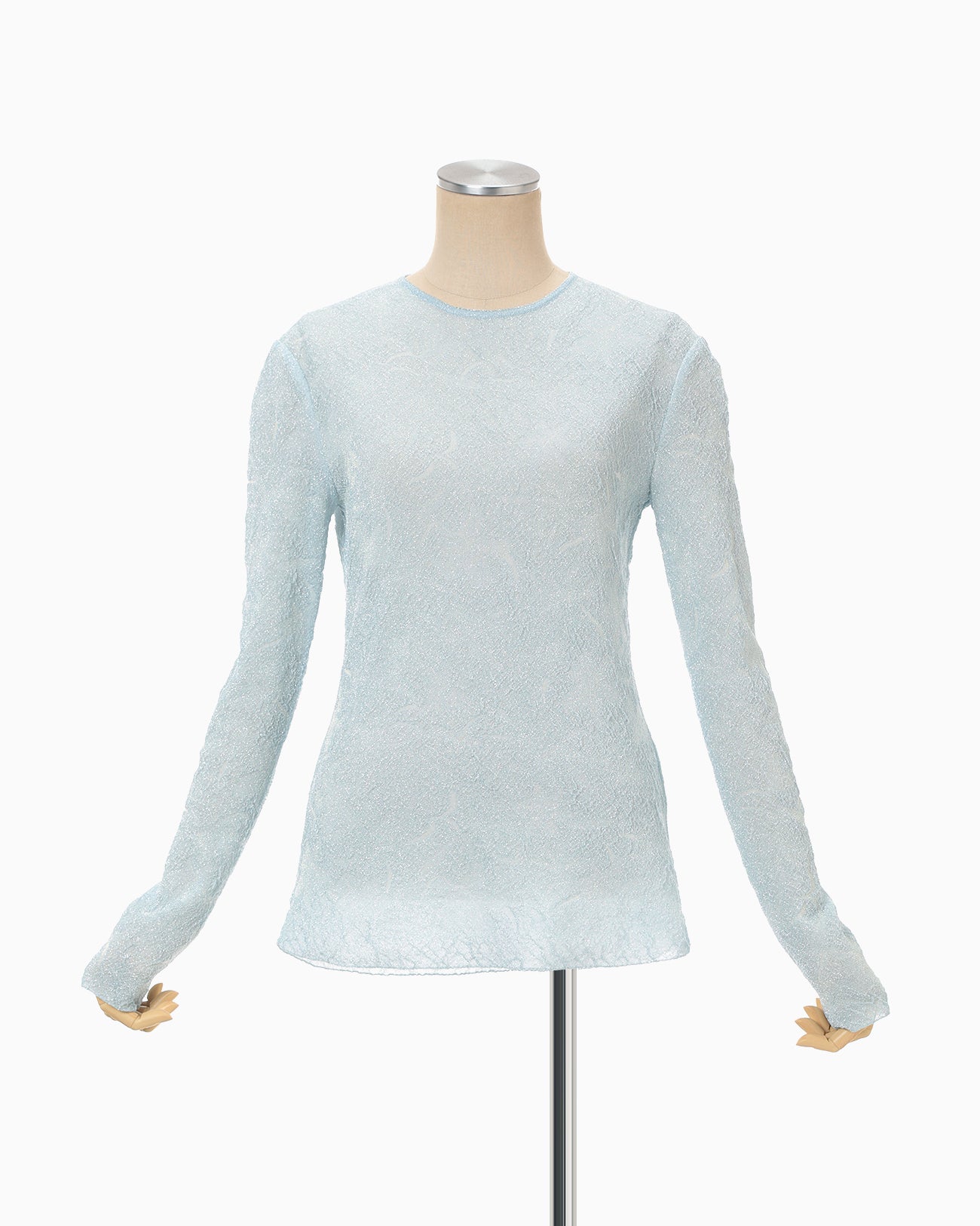 Floral Jacquard Sheer Knit Top - blue - Mame Kurogouchi