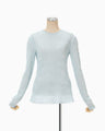 Floral Jacquard Sheer Knit Top - blue