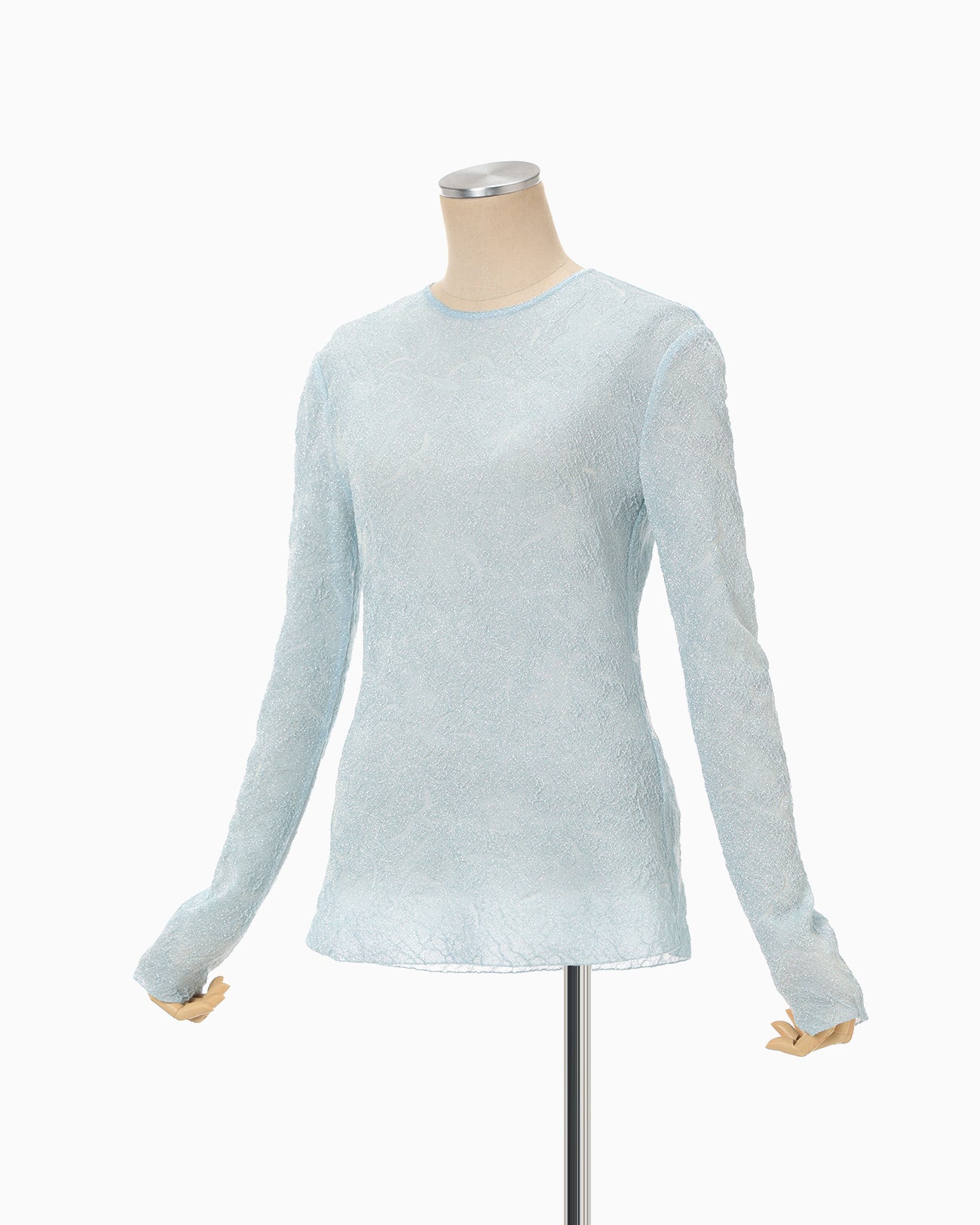 Floral Jacquard Sheer Knit Top - blue - Mame Kurogouchi