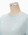 Floral Jacquard Sheer Knit Top - blue