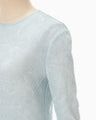 Floral Jacquard Sheer Knit Top - blue