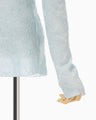 Floral Jacquard Sheer Knit Top - blue