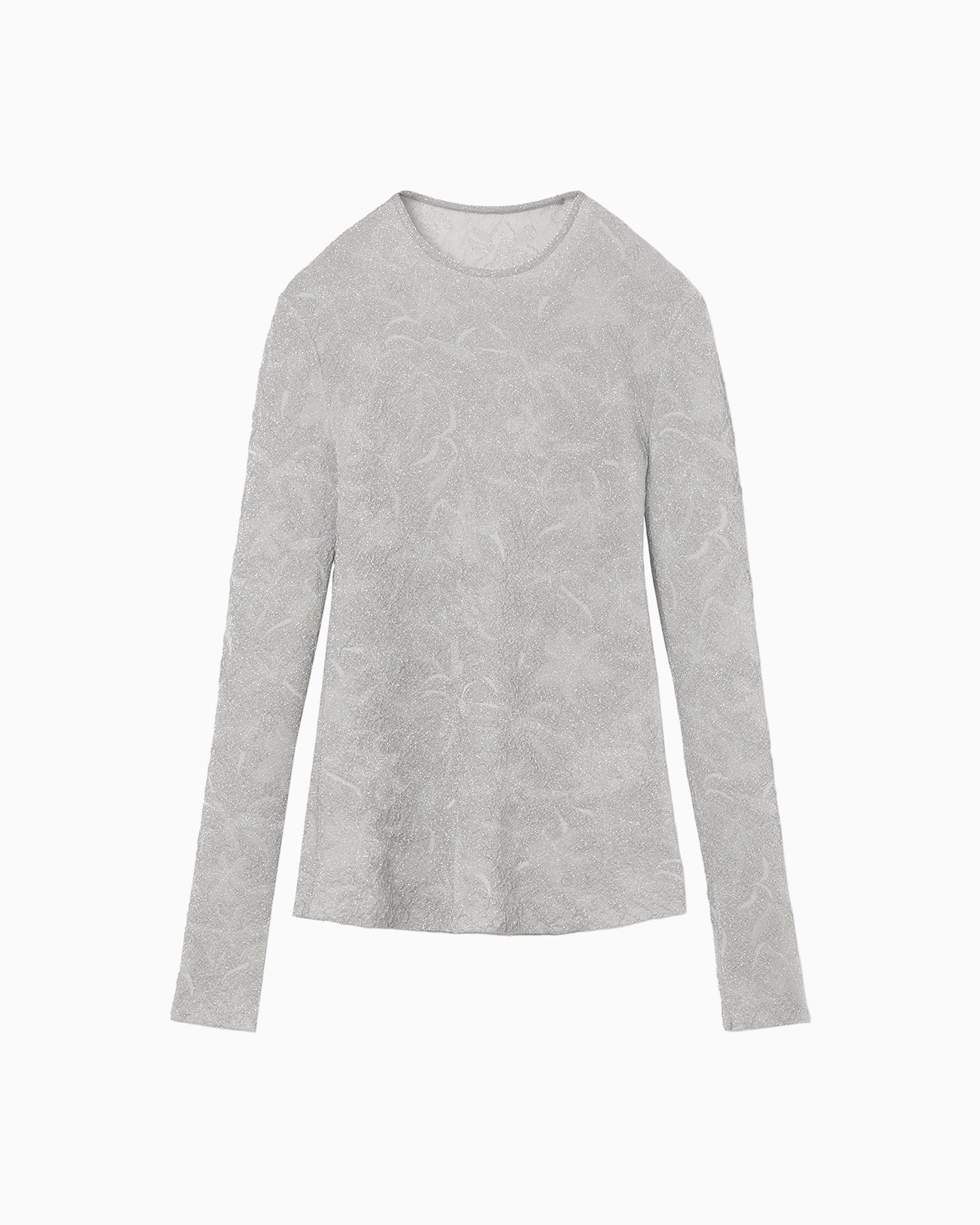Floral Jacquard Sheer Knit Top - grey - Mame Kurogouchi