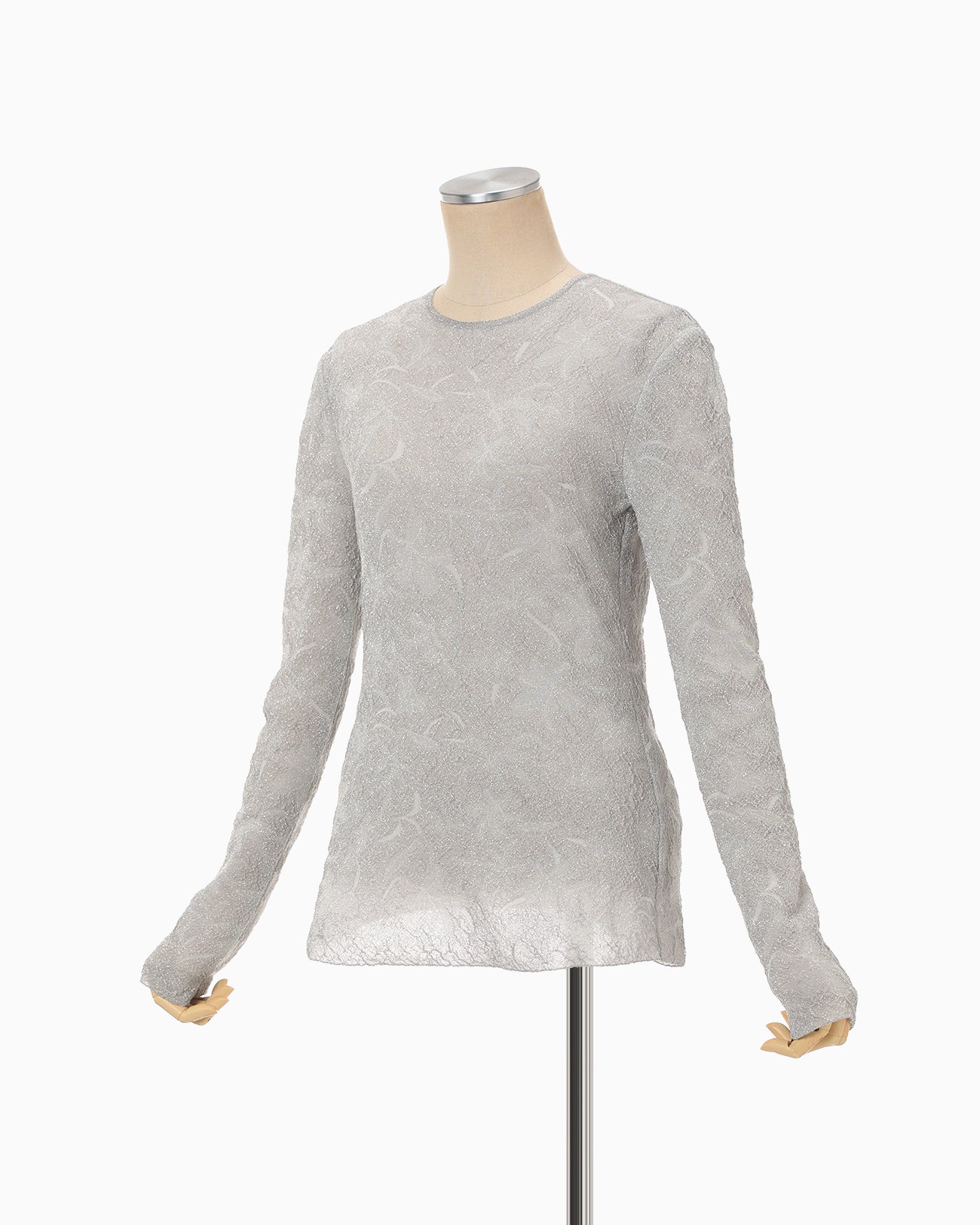 Floral Jacquard Sheer Knit Top - grey - Mame Kurogouchi