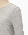 Floral Jacquard Sheer Knit Top - grey