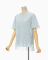 Floral Jacquard Sheer Short Sleeve Knit Top - blue