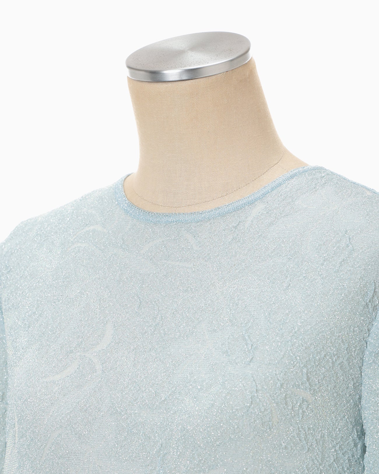 Floral Jacquard Sheer Short Sleeve Knit Top - blue - Mame Kurogouchi